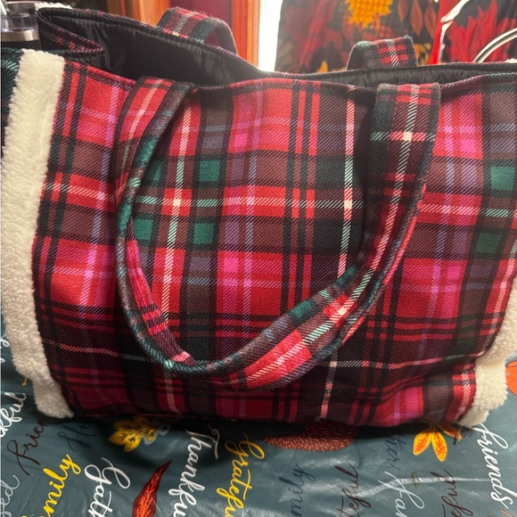 Victorias Secret Plaid Flannel with fur trim - Picture 5 of 10